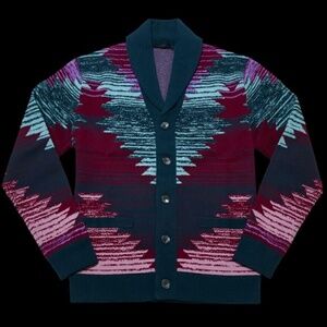 NEW Greyson Shawl $495 Medium Wool Cashmere Southwestern Knit Cardigan
